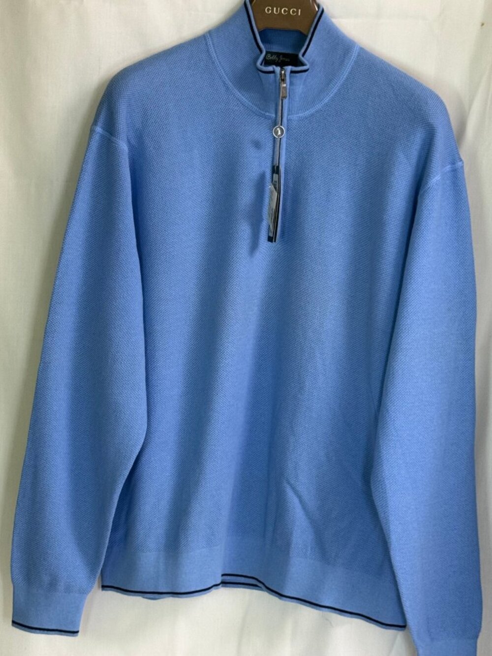 NWT Bobby Jones Men's Mock Neck 1/4 Zip Long Sleeves Pullover - China Blue - 2XL